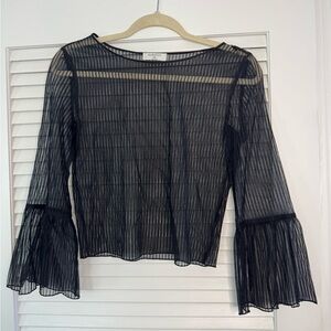 Babaton - Black Sheer Bell Sleeve Blouse